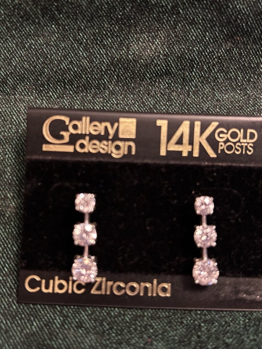 Gallery Design - Earrings - Cubic Zirconia - 14K Gold Posts - Never Worn w/ Tags